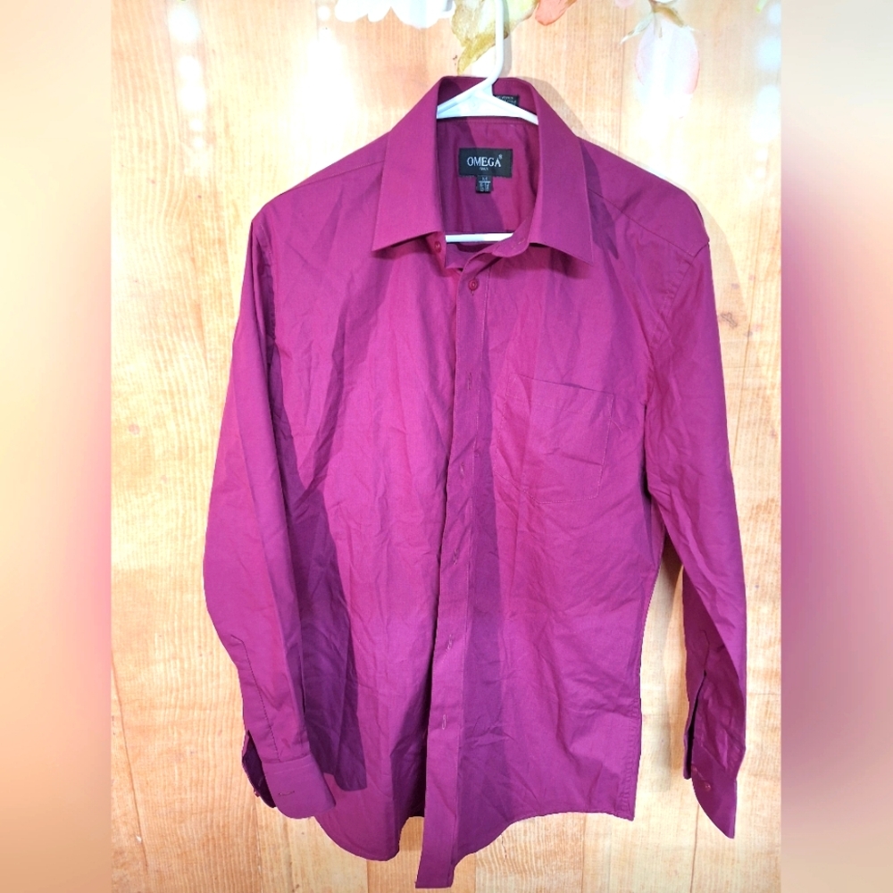 Omega Men's Dress Shirt in Rich Burgundy
